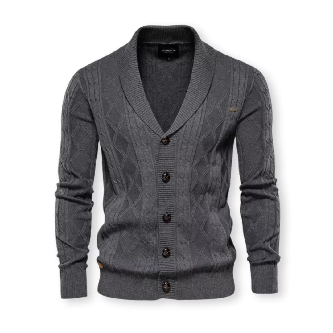 Herren Strickjacke mit Schalkragen - Klassisch Elegant