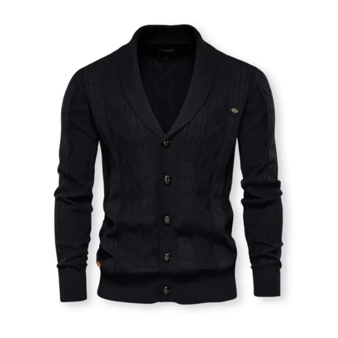 Herren Strickjacke mit Schalkragen - Klassisch Elegant