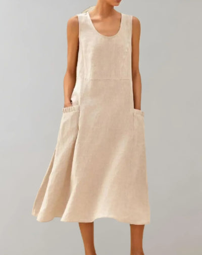 Jolie – Ärmelloses Midikleid aus Baumwollleinen