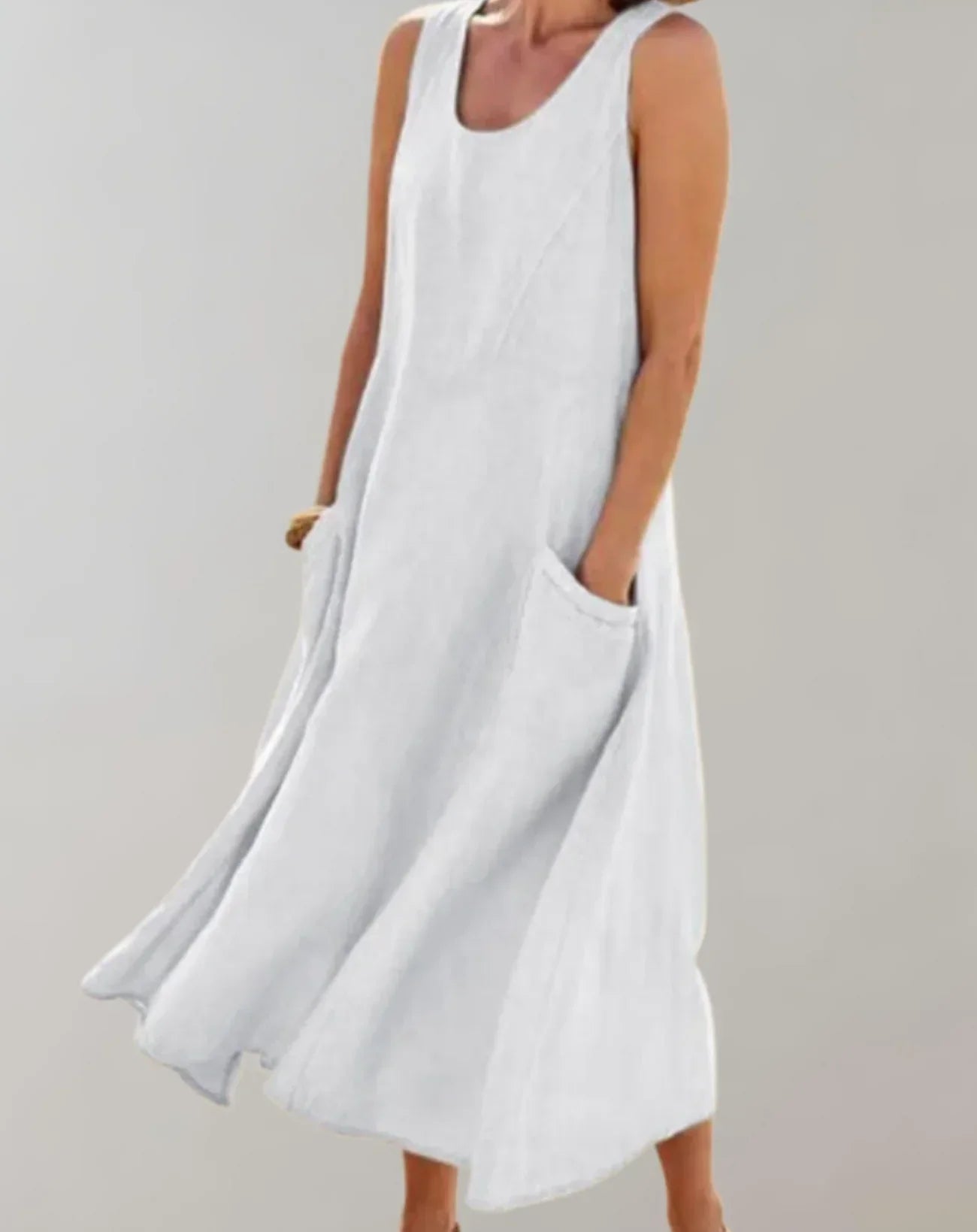 Jolie – Ärmelloses Midikleid aus Baumwollleinen