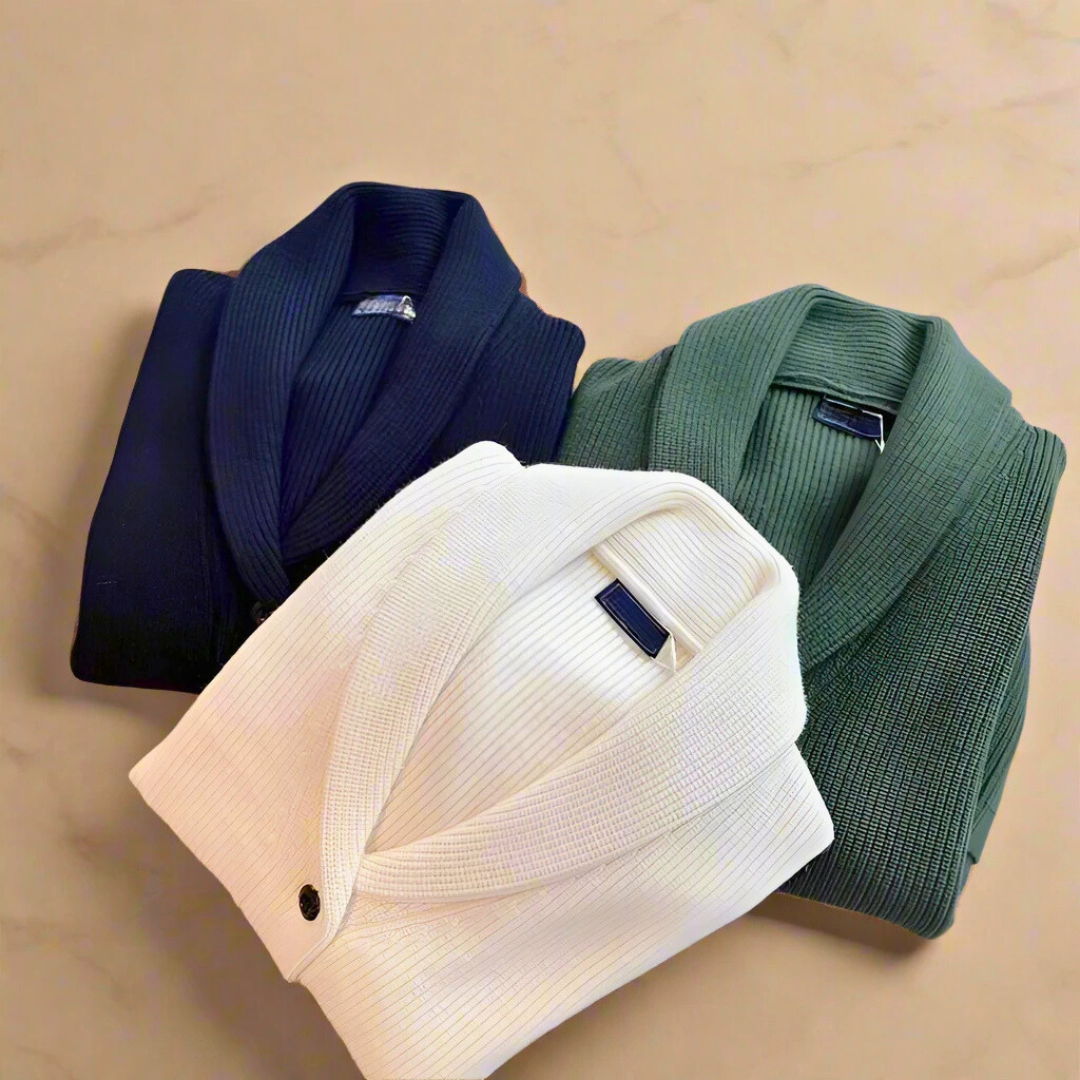 Gestreifter Herren Strickcardigan aus Baumwolle