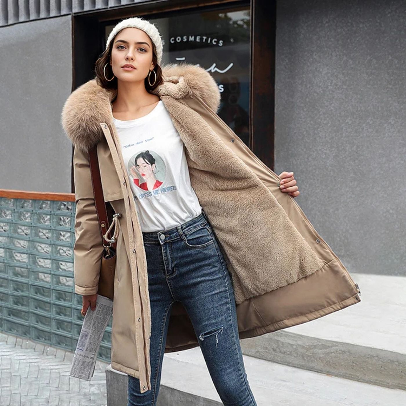 Jasmin | Wintermantel mit Fellkapuze und Komfort