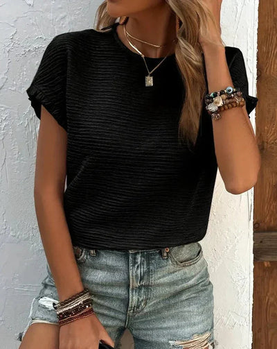 Karin | Strukturiertes Oberteil mit Rüschenärmeln