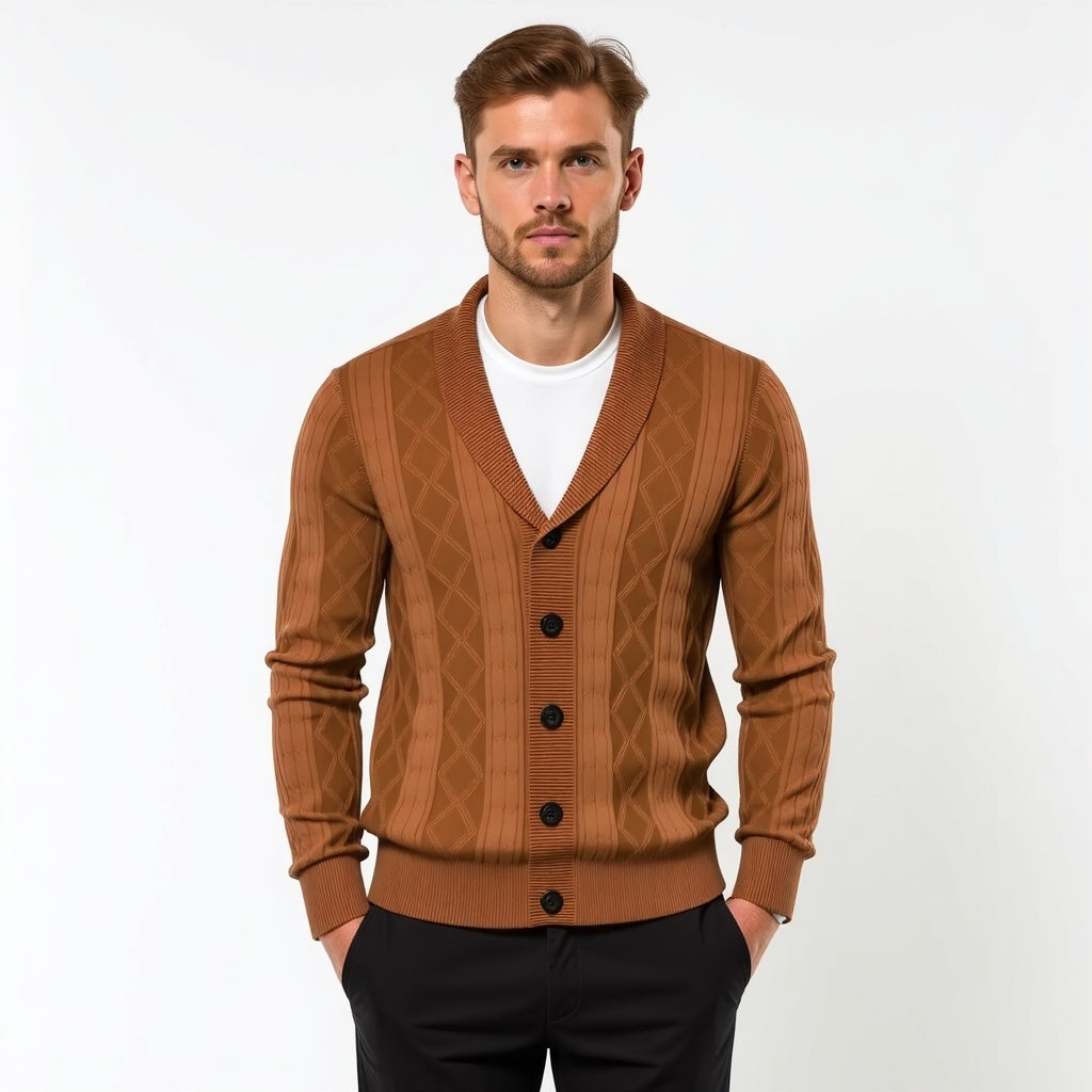 Herren Strickjacke mit Schalkragen - Klassisch Elegant