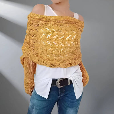 Lara™ – Stilvoller Gestrickter Schal mit Ärmeln