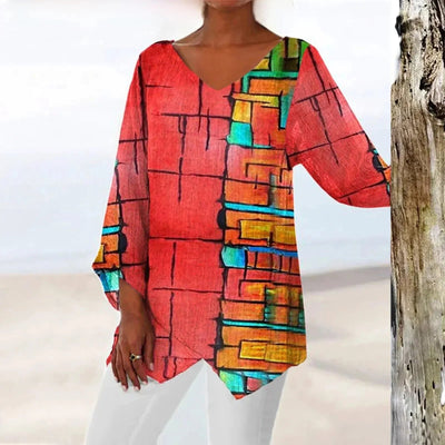 Maria | Vintage Oberteil mit V Ausschnitt und langen Ärmeln