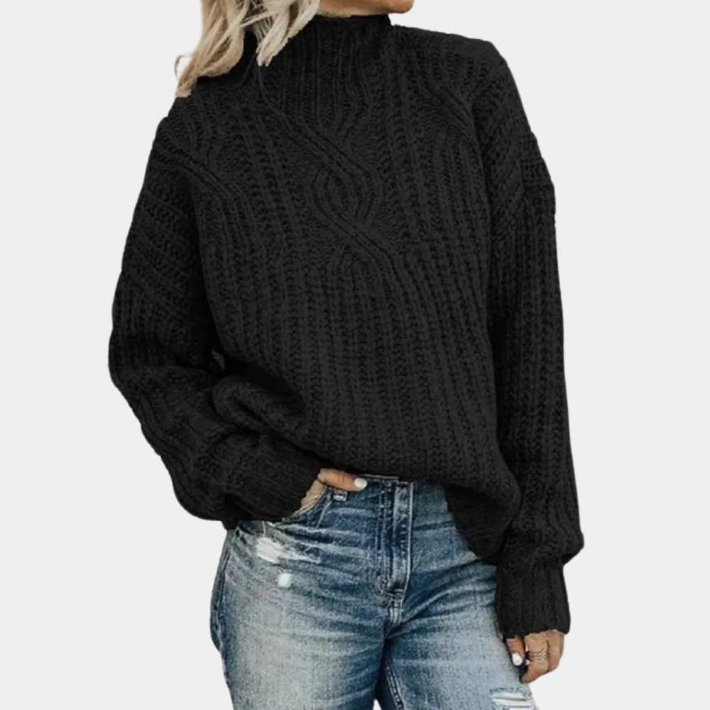 Damen Pullover | Strick warm mit Stehkragen