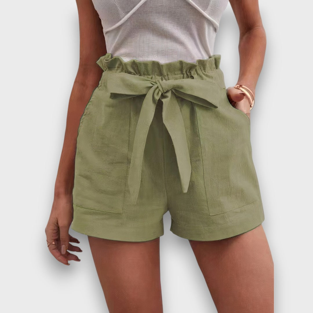 Cerelle – Hochtaillierte Shorts mit Bindegürtel
