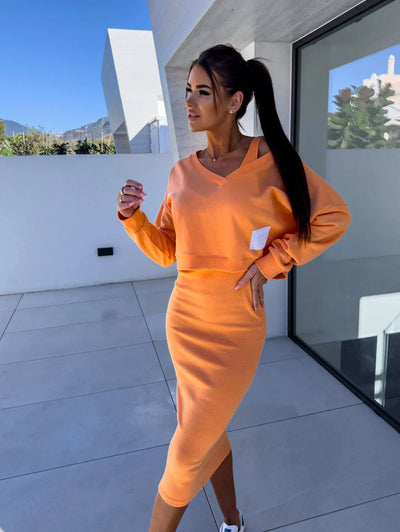 Laurine – Elegantes und Bequemes Set aus Kleid und Sweatshirt für einen Schick-lässigen Look