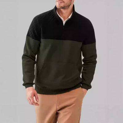 Herren gemütlicher Fleece-Pullover mit Stehkragen Aliams