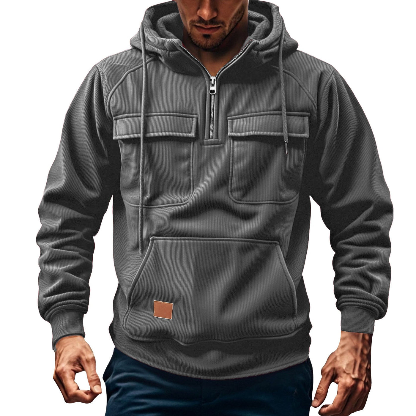 Herren Fleece-Hoodie mit praktischen Taschen Aliams