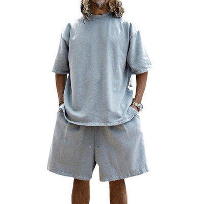 Herren lässiger Kurzarm-Set aus bequemen Baumwollstoffen Aliams