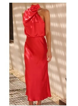 Verona | Elegantes langes Satinkleid mit Glanz