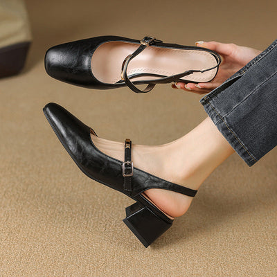 Damen Dirndl Schuhe | Klassische Slingback-Schuhe mit Blockabsatz