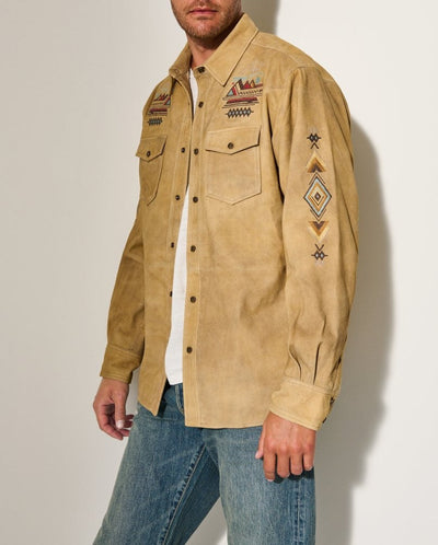 Herren Wildlederhemd mit detaillierten Ethno-Stickereien Aliams