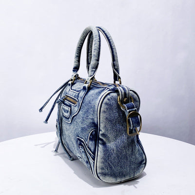 Everly Denim Crossbody Tasche mit verstellbarem Gurt und Reißfach