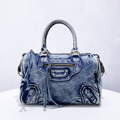 Everly Denim Crossbody Tasche mit verstellbarem Gurt und Reißfach
