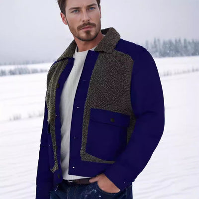 Herren Outdoor-Jacke mit Teddyfellkragen und funktionalen Taschen Aliams