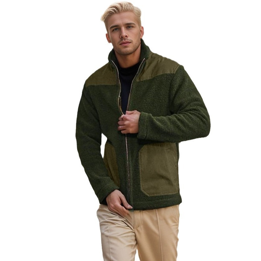 Herren modische Übergangsjacke mit Teddyfell-Futter und praktischen Taschen Aliams