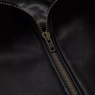 Herren elegante Bikerjacke mit kontrastierenden Cord-Ärmeln Aliams