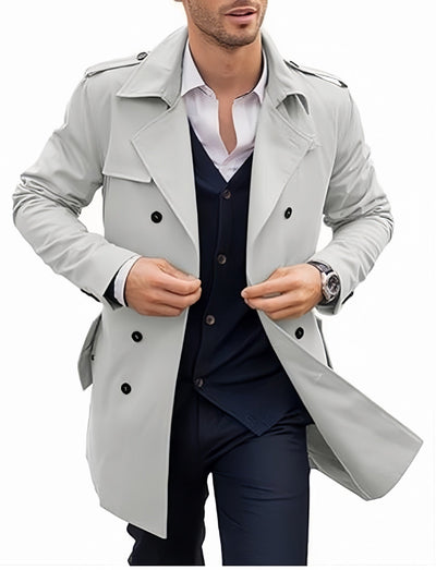 Herren eleganter Trenchcoat mit doppelter Knopfleiste und hochwertigem Innenfutter Aliams