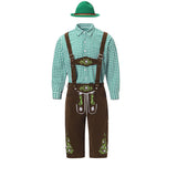 82349 Grün Langarm-Oberteil + Braun Latzhose + Grüner Mütze