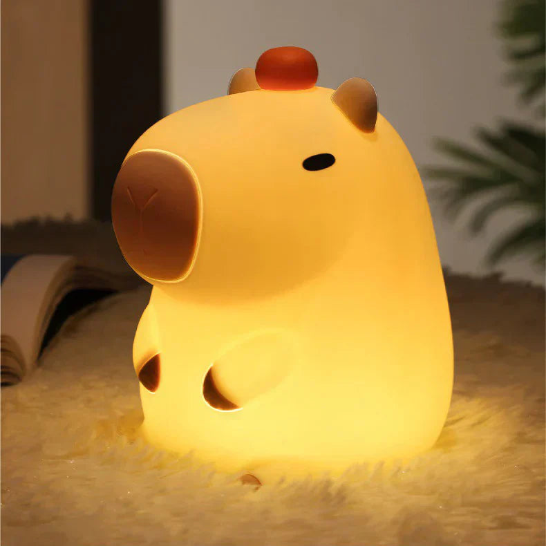 Capybara Lumière | Verspielte LED Nachttischlampe mit Schildkröte