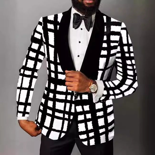 Herren eleganter Smoking mit auffälligem Karomuster Aliams