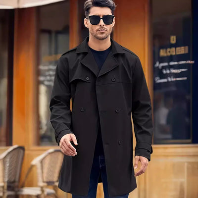Herren eleganter Trenchcoat mit praktischen Taschen Aliams