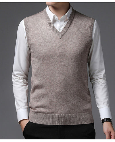 Herren V-Pullover aus feiner Baumwollmischung mit eleganter Struktur Aliams