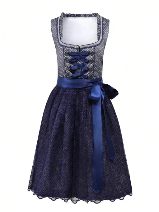 Damen Elegantes Midi Dirndl Kleid | Festlich