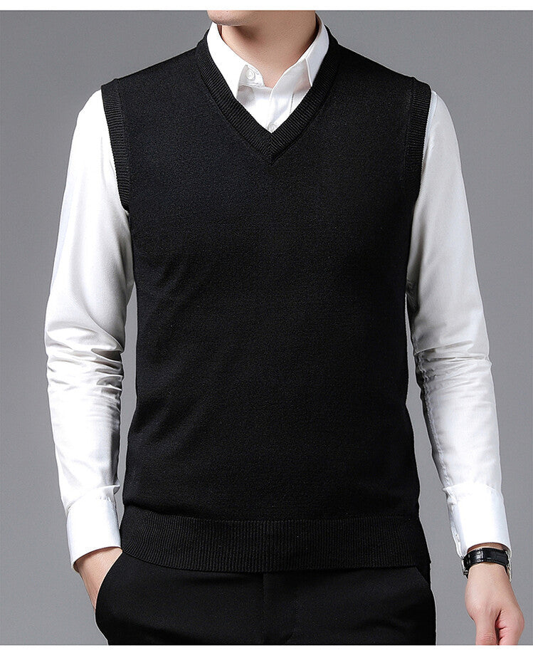 Herren V-Pullover aus feiner Baumwollmischung mit eleganter Struktur Aliams