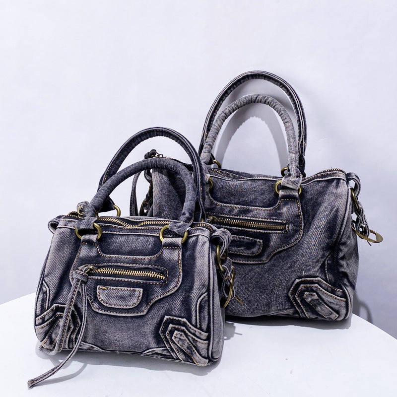 Everly Denim Crossbody Tasche mit verstellbarem Gurt und Reißfach