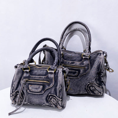 Everly Denim Crossbody Tasche mit verstellbarem Gurt und Reißfach