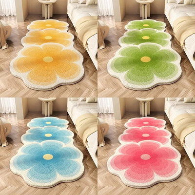 Floraler Fließteppich für Wohnzimmer mit modernem Design