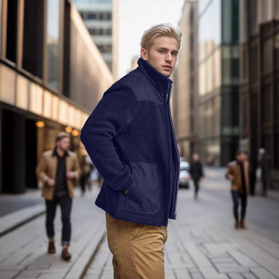 Herren modische Übergangsjacke mit Teddyfell-Futter und praktischen Taschen Aliams