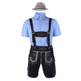 82352【Blaues Oberteil + schwarze Latzhose + graue Mütze】