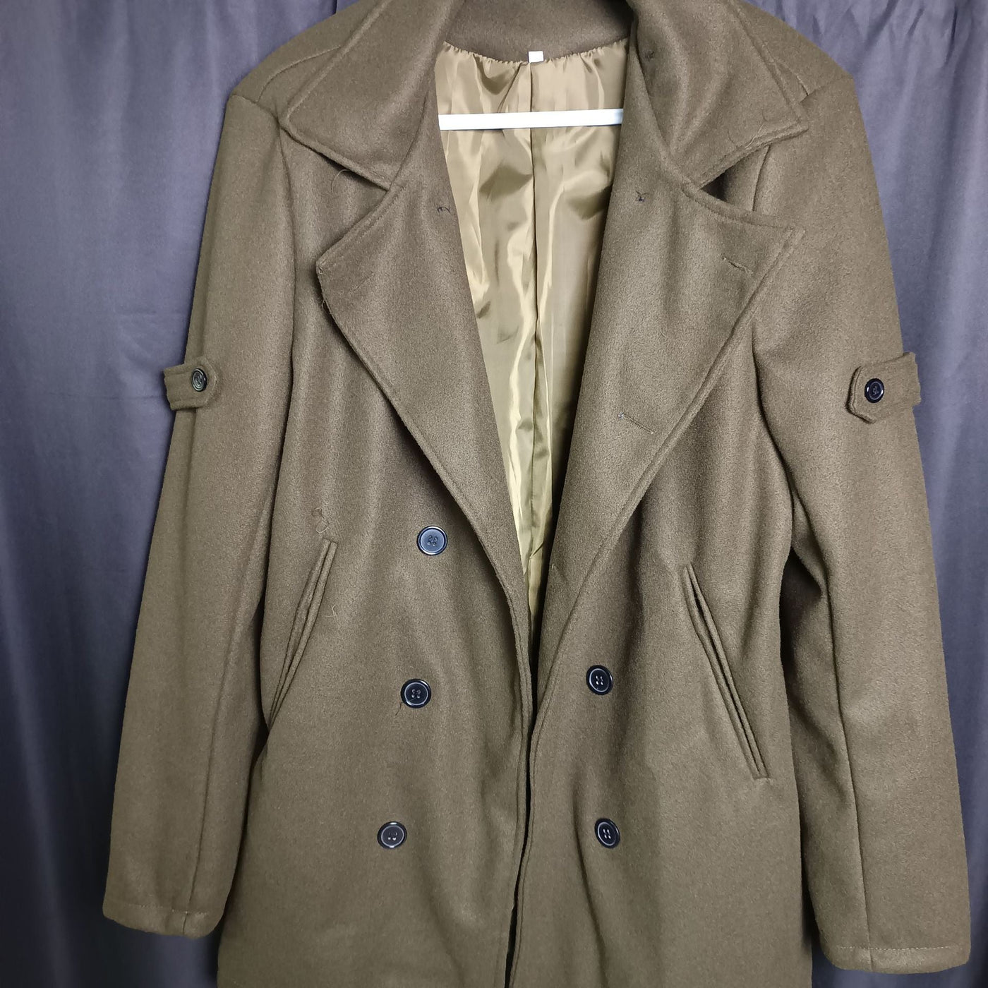 Herren zeitloser Wollmantel mit Doppelreihigen Knöpfen Aliams