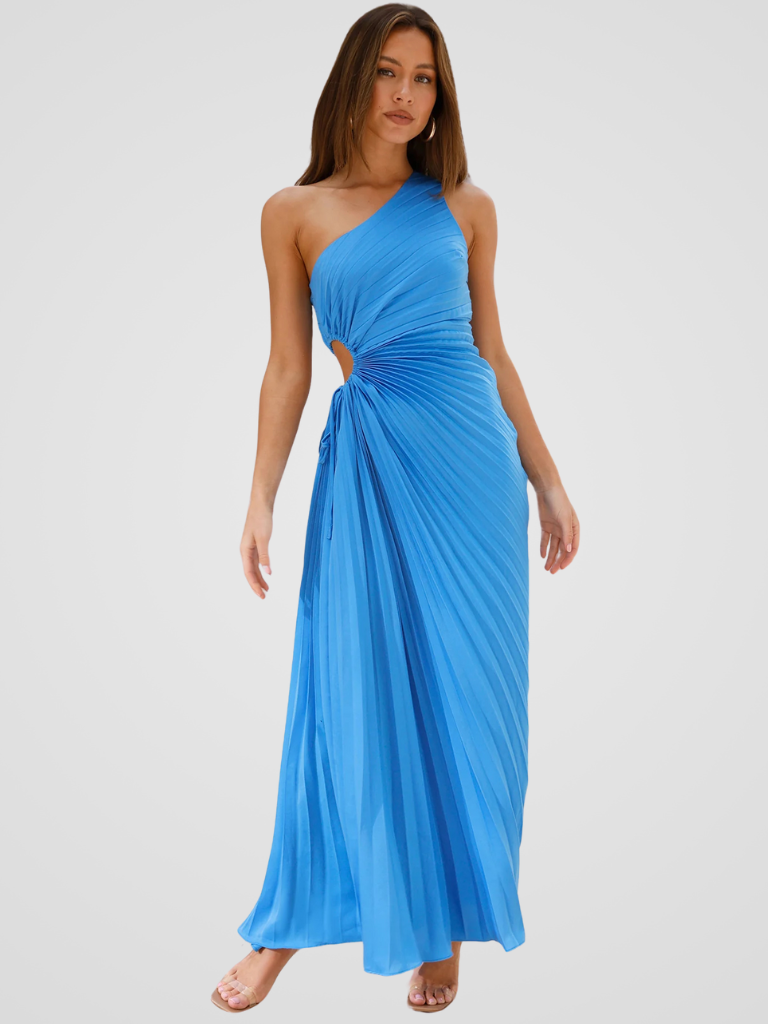 AURORA ONE SHOULDER PLISSEEKLEID
