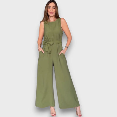 Delia – Jumpsuit mit Taillenschleife und weitem Bein