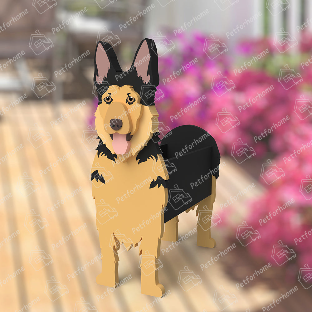 Blumentopf mit Deutschem Schäferhund-Motiv