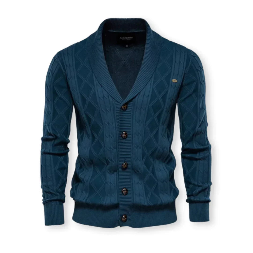 Herren Strickjacke mit Schalkragen - Klassisch Elegant
