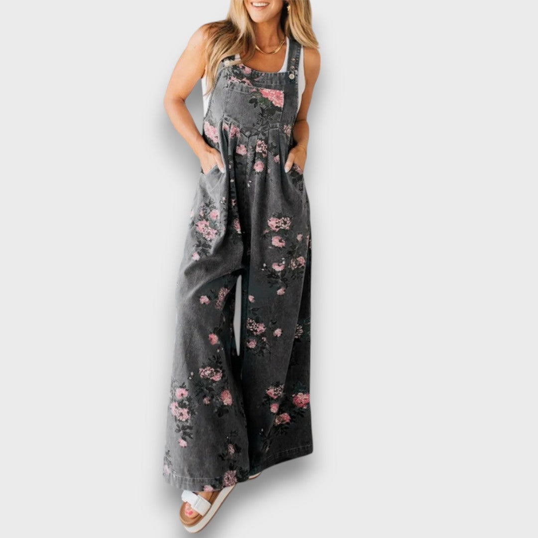 Tivola – Weit geschnittener Blumen-Denim-Overall