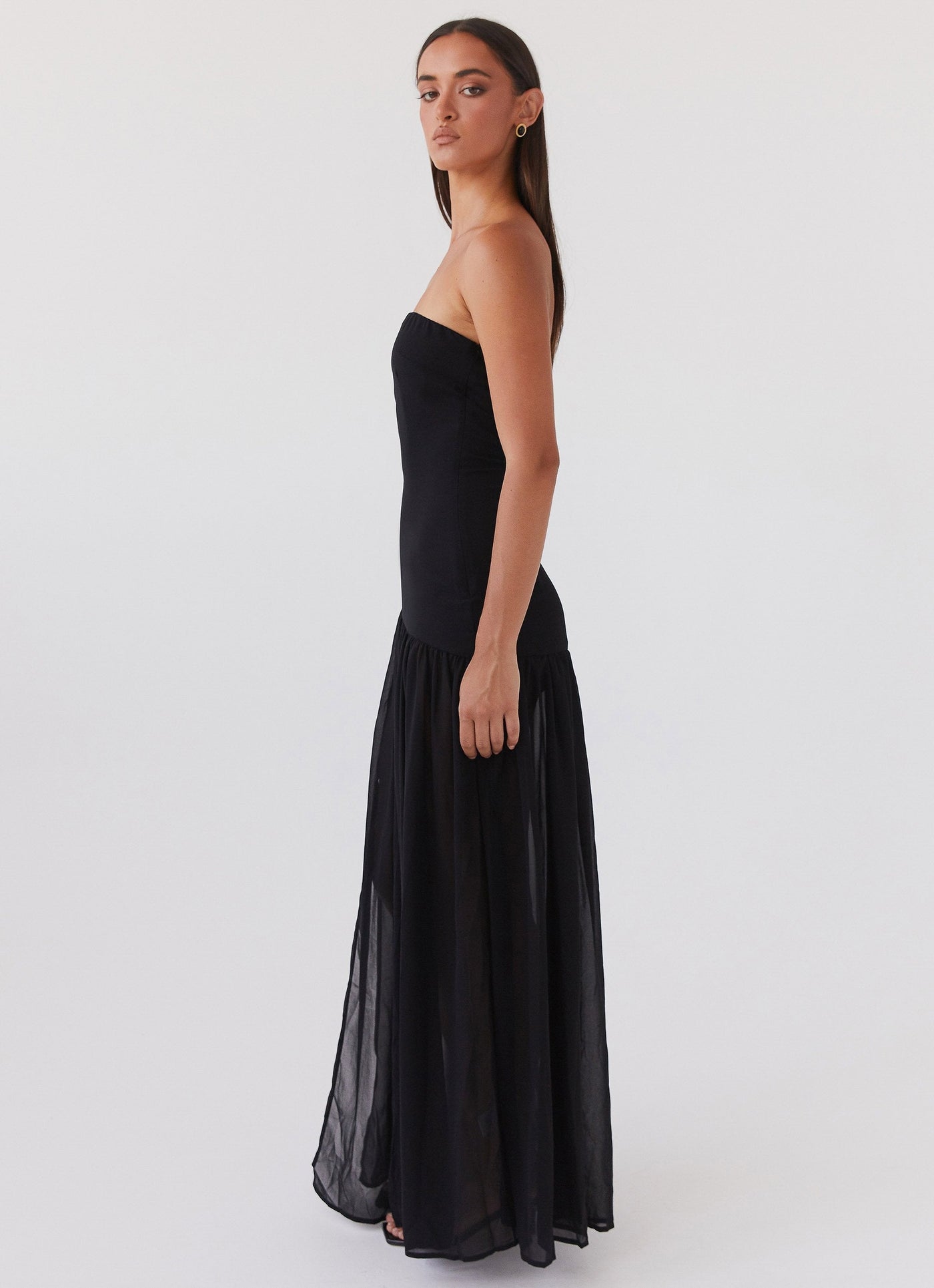 Selia | Langes, Trägerloses, Fließendes Kleid