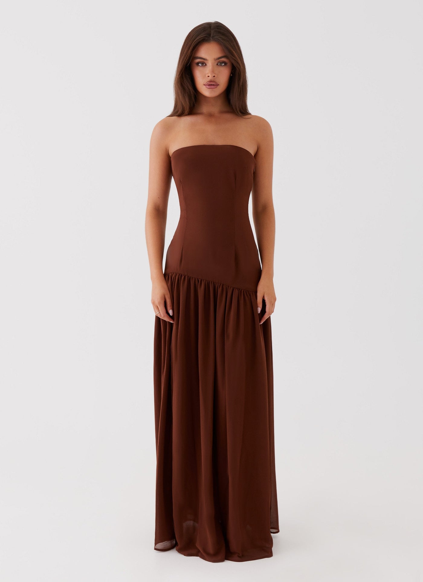 Selia | Langes, Trägerloses, Fließendes Kleid