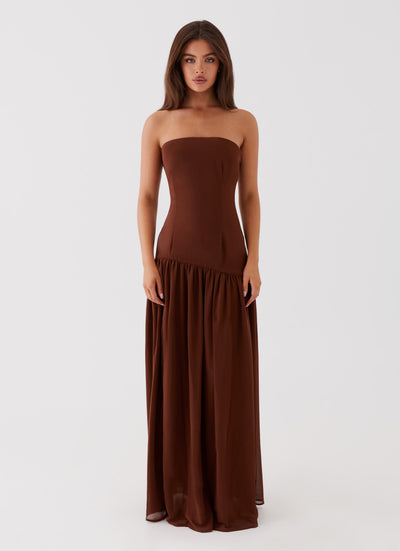 Selia | Langes, Trägerloses, Fließendes Kleid