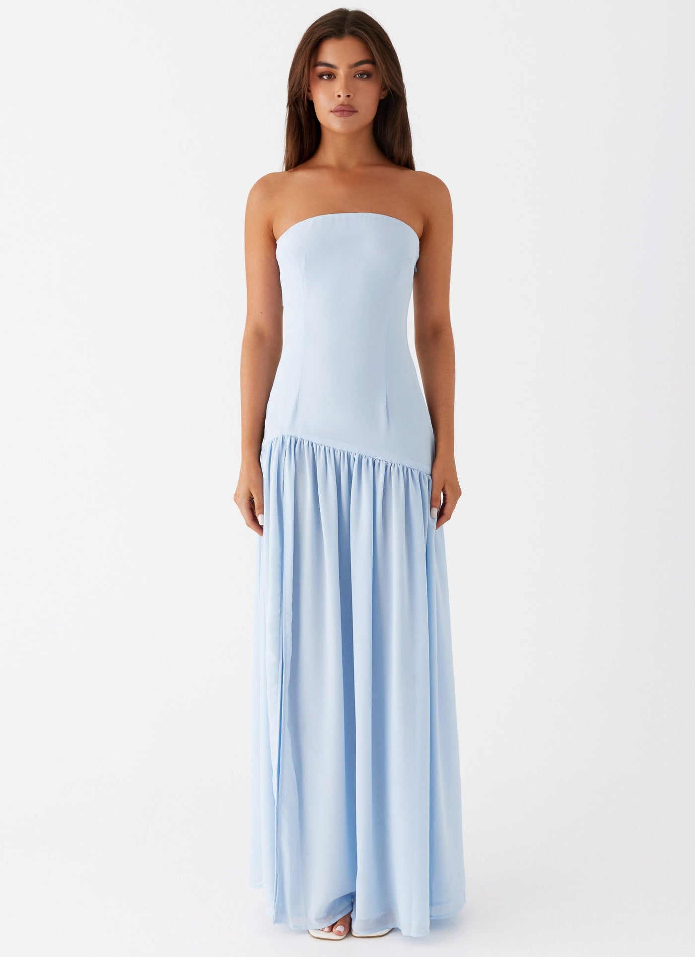 Selia | Langes, Trägerloses, Fließendes Kleid