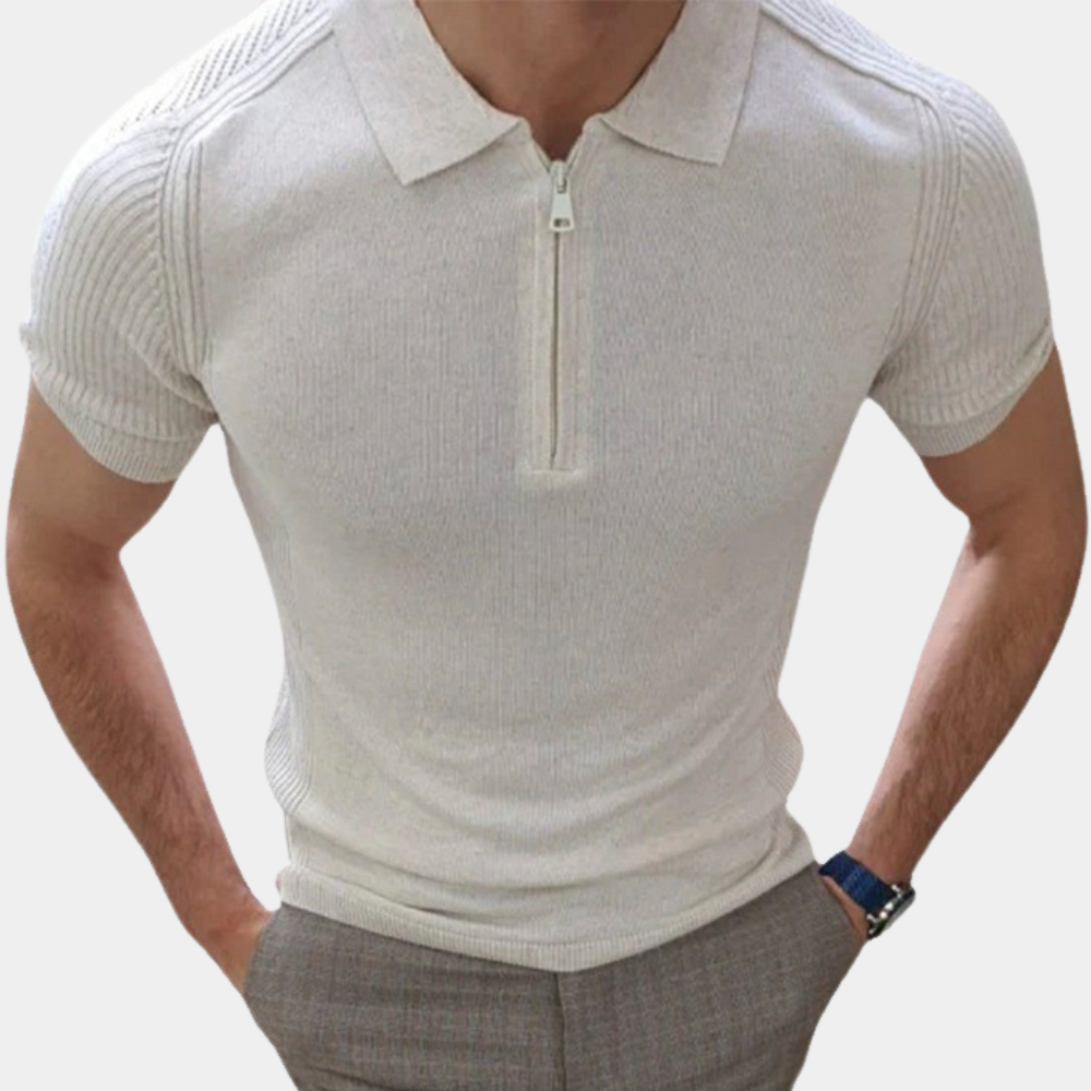 Herren Poloshirt mit Reißverschluss - Casual Eleganz - Baumwolle