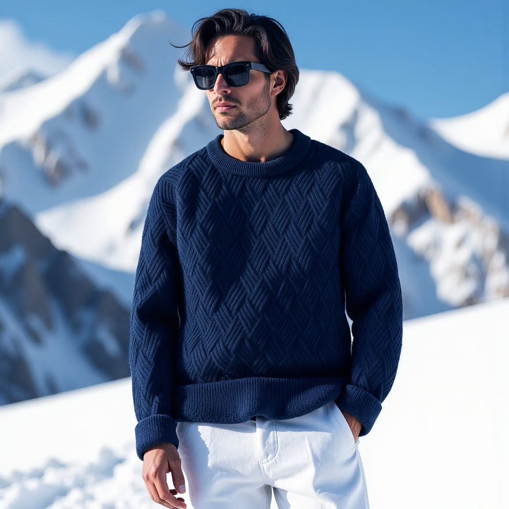 Herren Zopfmuster-Pullover aus Wollmischung - Klassisch & Warm