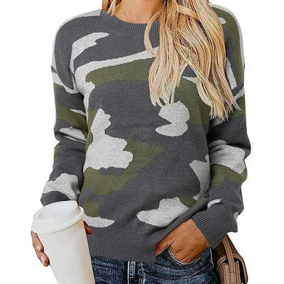 Le Clair | Camouflage-Strickpullover mit Leopardenmuster